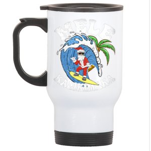 Mele Kalikimaka Christmas Surf Santa Surfing Hawaii Stainless Steel Travel Mug