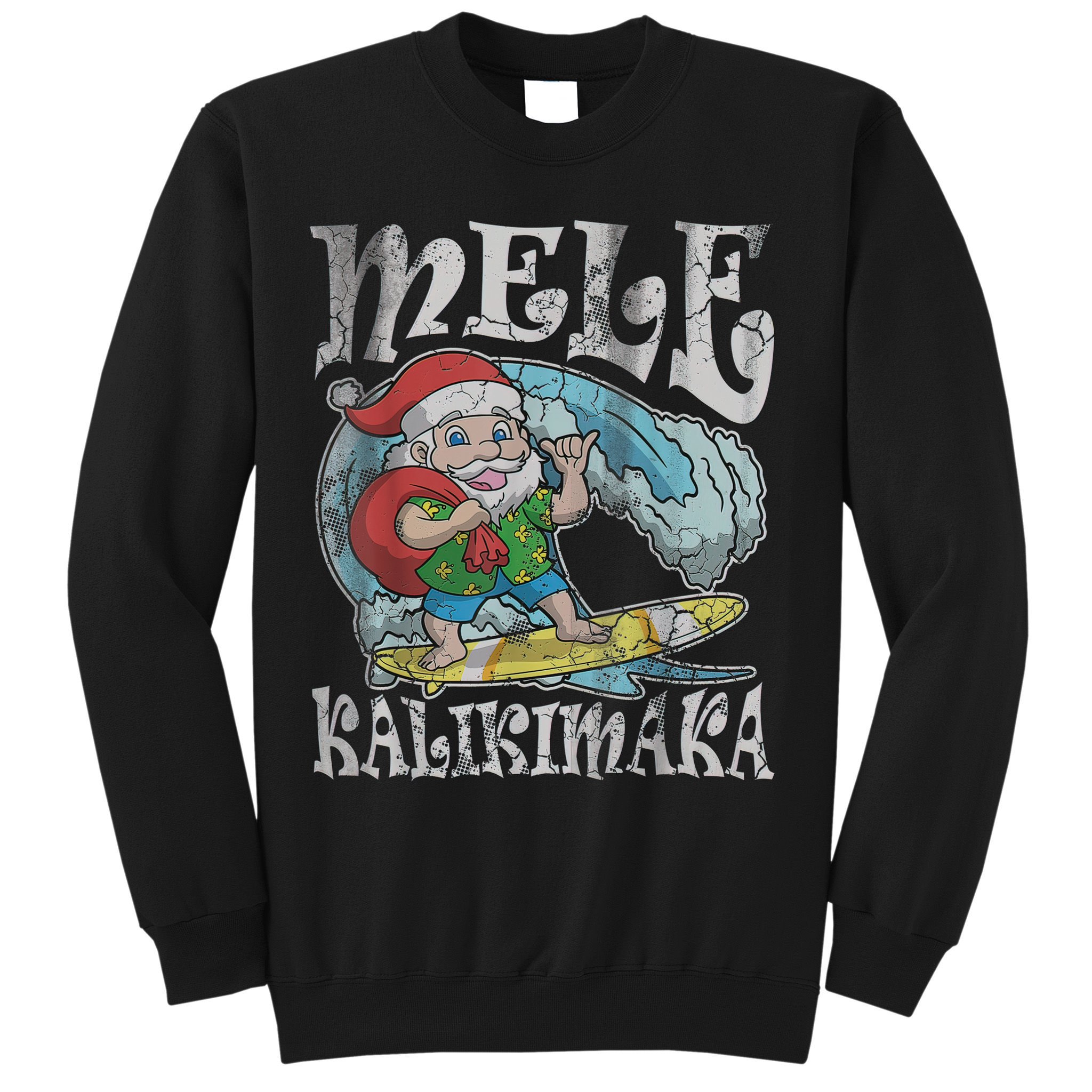 Mele Kalikimaka Christmas Santa Claus Hawaii Surfing Sweatshirt