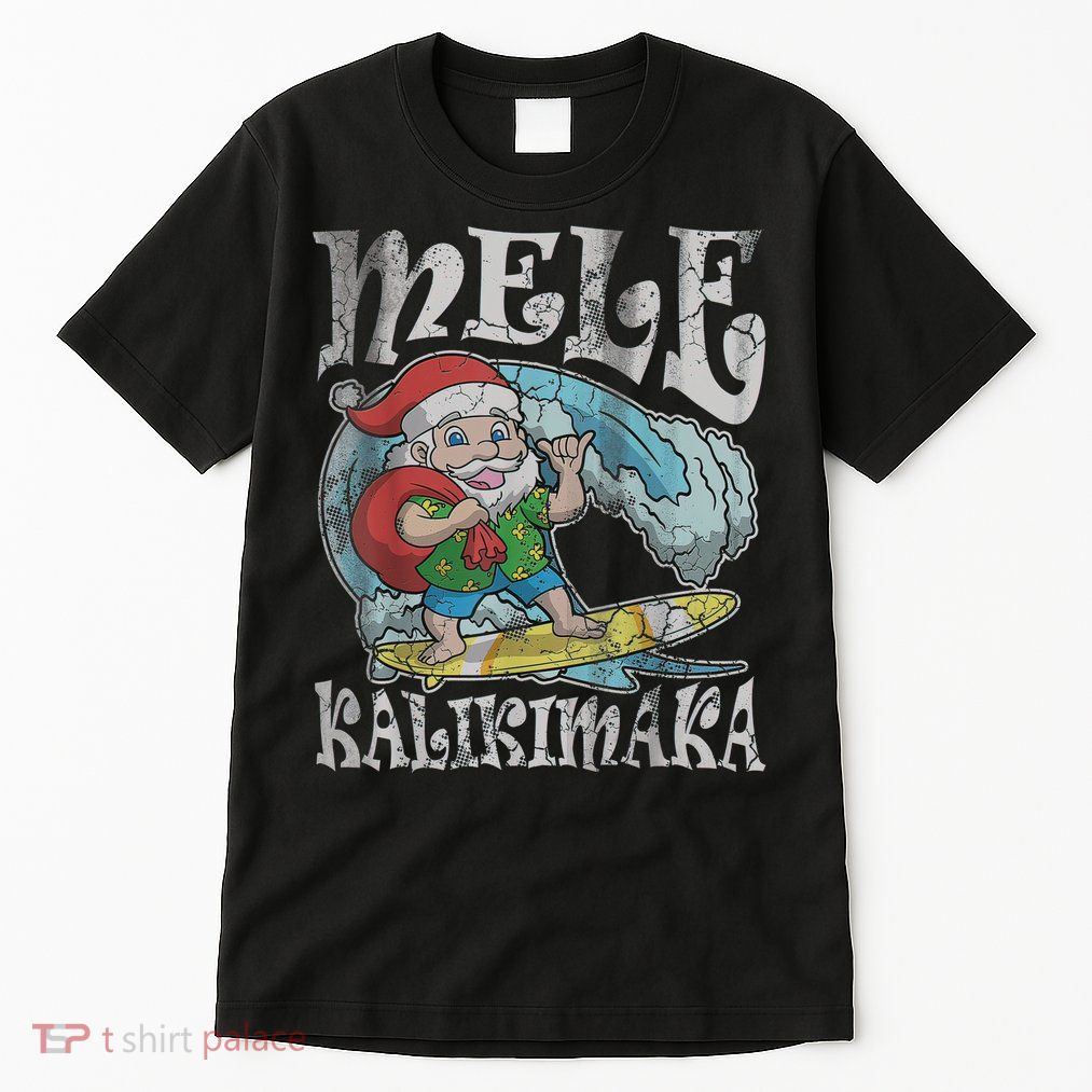 Mele Kalikimaka Christmas Santa Claus Hawaii Surfing Tall T-Shirt