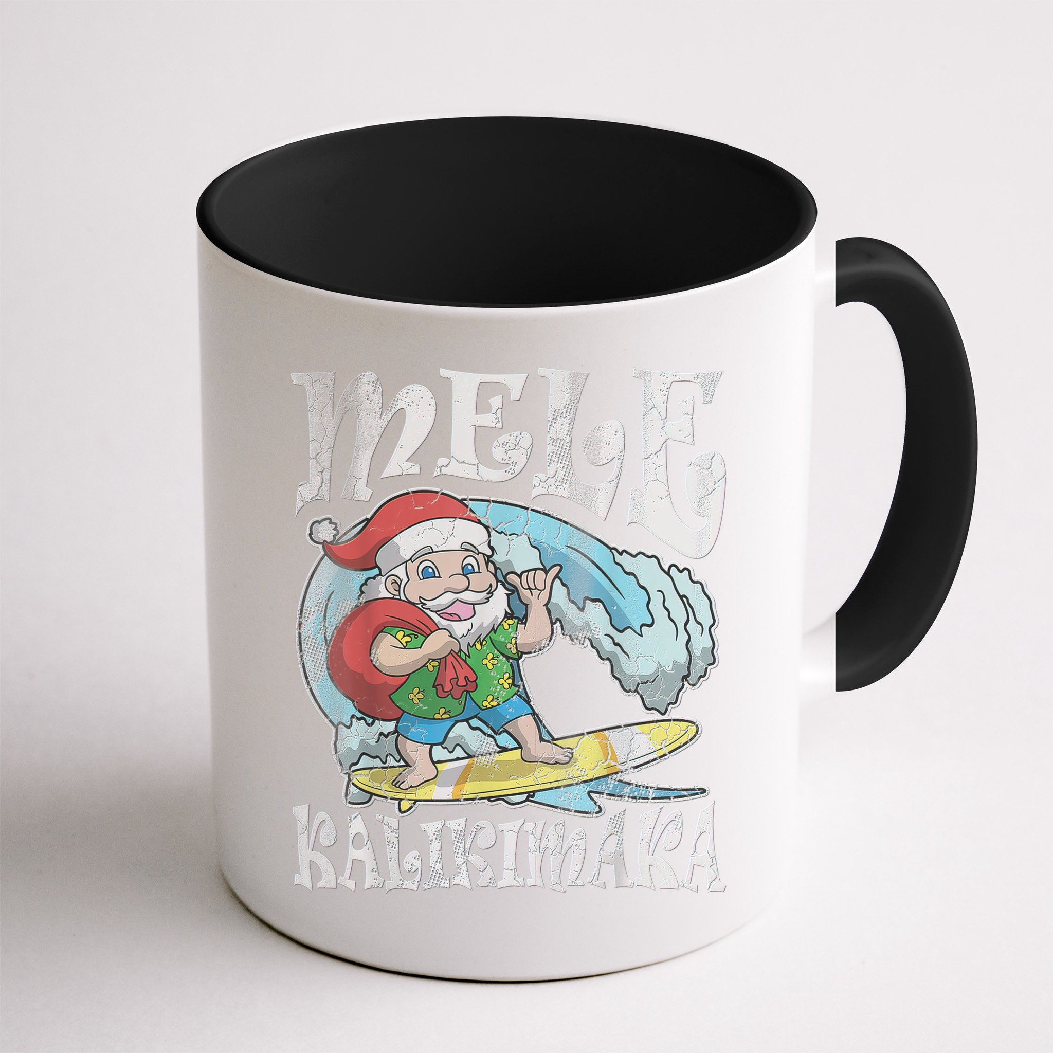 Mele Kalikimaka Christmas Santa Claus Hawaii Surfing Mug