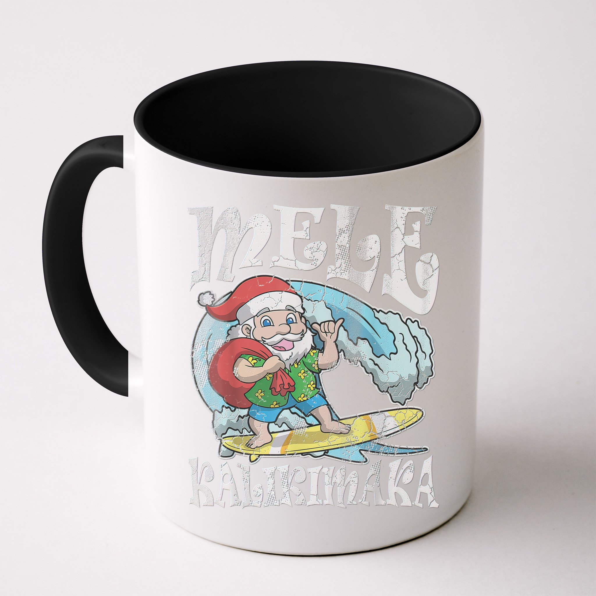 Mele Kalikimaka Christmas Santa Claus Hawaii Surfing Mug