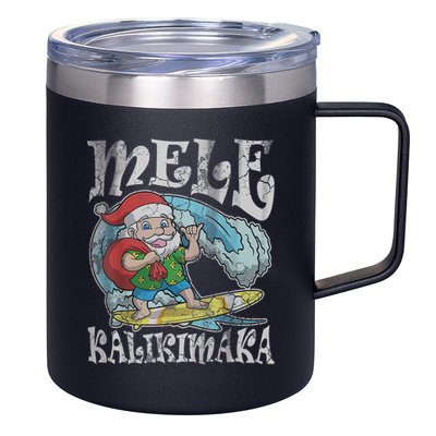 Mele Kalikimaka Christmas Santa Claus Hawaii Surfing 12oz Stainless Steel Coffee Mug