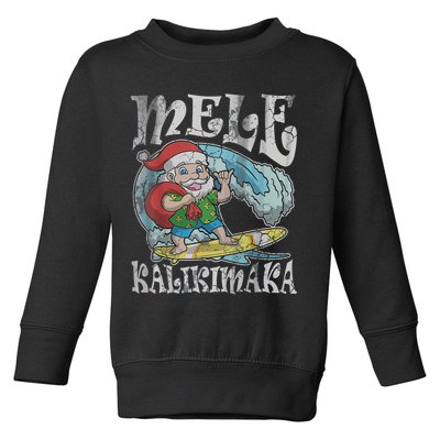 Mele Kalikimaka Christmas Santa Claus Hawaii Surfing Toddler Sweatshirt