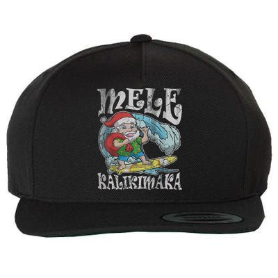 Mele Kalikimaka Christmas Santa Claus Hawaii Surfing Wool Snapback Cap