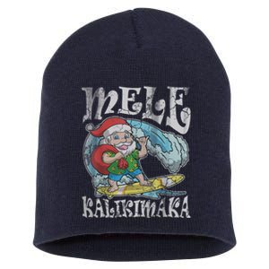 Mele Kalikimaka Christmas Santa Claus Hawaii Surfing Short Acrylic Beanie