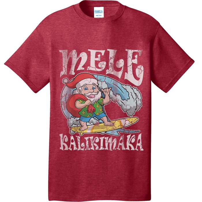 Mele Kalikimaka Christmas Santa Claus Hawaii Surfing T-Shirt