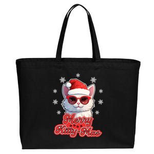 Merry Kittymas Cat Santa Claus Kitten Lovers Christmas Puns Gift Cotton Canvas Jumbo Tote