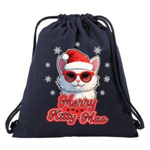 Merry Kittymas Cat Santa Claus Kitten Lovers Christmas Puns Gift Drawstring Bag