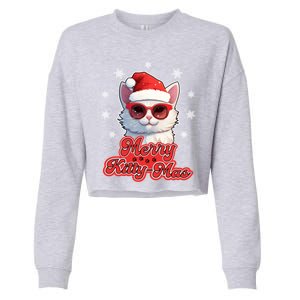 Merry Kittymas Cat Santa Claus Kitten Lovers Christmas Puns Gift Cropped Pullover Crew