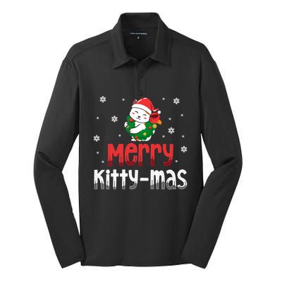 Merry Kittymas Christmas Holiday Season Cat Lover Gift Silk Touch Performance Long Sleeve Polo