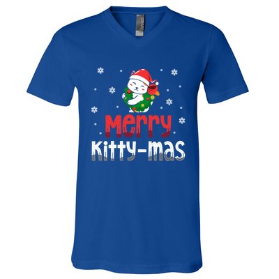 Merry Kittymas Christmas Holiday Season Cat Lover Gift V-Neck T-Shirt