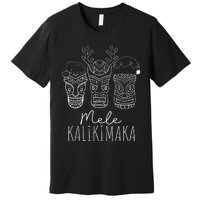 Mele Kalikimaka Christmas Hawaiian Santa Tiki Mask Tropical Premium T-Shirt