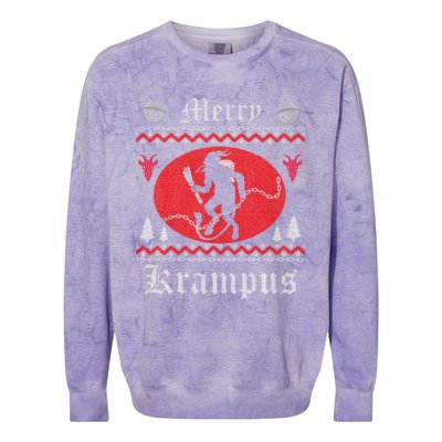 Merry Krampus Christmas Xmas Horror Ugly Sweater Evil Pajama Colorblast Crewneck Sweatshirt