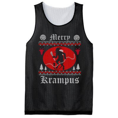 Merry Krampus Christmas Xmas Horror Ugly Sweater Evil Pajama Mesh Reversible Basketball Jersey Tank