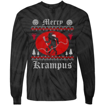 Merry Krampus Christmas Xmas Horror Ugly Sweater Evil Pajama Tie-Dye Long Sleeve Shirt