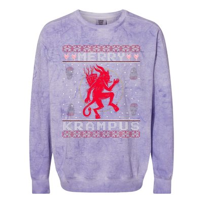 Merry Krampus Christmas Xmas Horror Ugly Sweater Evil Pajama Colorblast Crewneck Sweatshirt