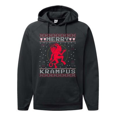 Merry Krampus Christmas Xmas Horror Ugly Sweater Evil Pajama Performance Fleece Hoodie