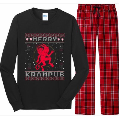 Merry Krampus Christmas Xmas Horror Ugly Sweater Evil Pajama Long Sleeve Pajama Set