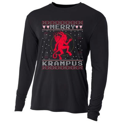 Merry Krampus Christmas Xmas Horror Ugly Sweater Evil Pajama Cooling Performance Long Sleeve Crew