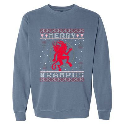 Merry Krampus Christmas Xmas Horror Ugly Sweater Evil Pajama Garment-Dyed Sweatshirt