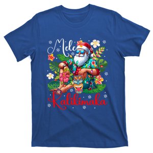 Mele Kalikimaka Christmas Santa Sunglasses Hawaiian Floral Gift T-Shirt