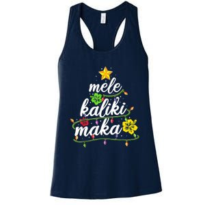 Mele Kalikimaka Christmas Hawaiian Apparel, Santa Women's Racerback Tank