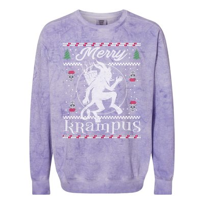 Merry Krampus Christmas Xmas Horror Ugly Evil Pajama Gift Colorblast Crewneck Sweatshirt