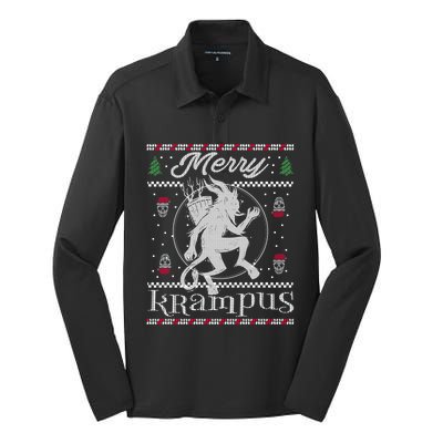 Merry Krampus Christmas Xmas Horror Ugly Evil Pajama Gift Silk Touch Performance Long Sleeve Polo