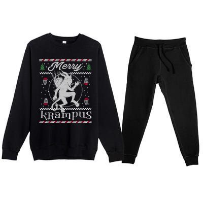 Merry Krampus Christmas Xmas Horror Ugly Evil Pajama Gift Premium Crewneck Sweatsuit Set