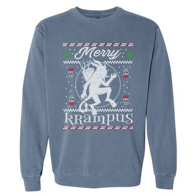 Merry Krampus Christmas Xmas Horror Ugly Evil Pajama Gift Garment-Dyed Sweatshirt