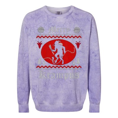 Merry Krampus Christmas Xmas Horror Ugly Sweater Evil Pajama Gift Colorblast Crewneck Sweatshirt