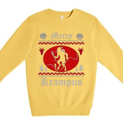 Merry Krampus Christmas Xmas Horror Ugly Sweater Evil Pajama Gift Premium Crewneck Sweatshirt