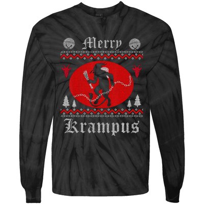 Merry Krampus Christmas Xmas Horror Ugly Sweater Evil Pajama Gift Tie-Dye Long Sleeve Shirt