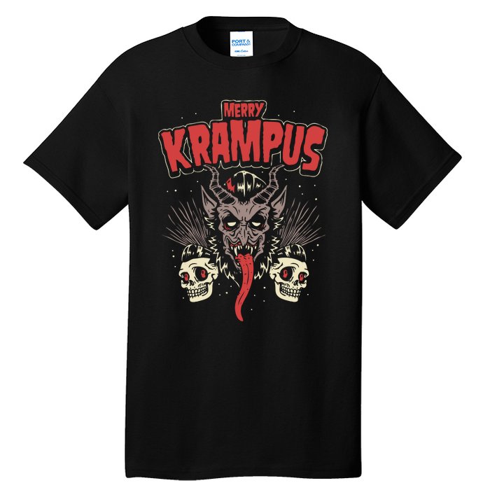 Merry Krampus Christmas Psychobilly Horror Tall T-Shirt