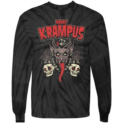 Merry Krampus Christmas Psychobilly Horror Tie-Dye Long Sleeve Shirt