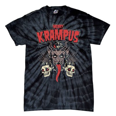 Merry Krampus Christmas Psychobilly Horror Tie-Dye T-Shirt