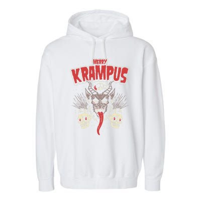 Merry Krampus Christmas Psychobilly Horror Garment-Dyed Fleece Hoodie