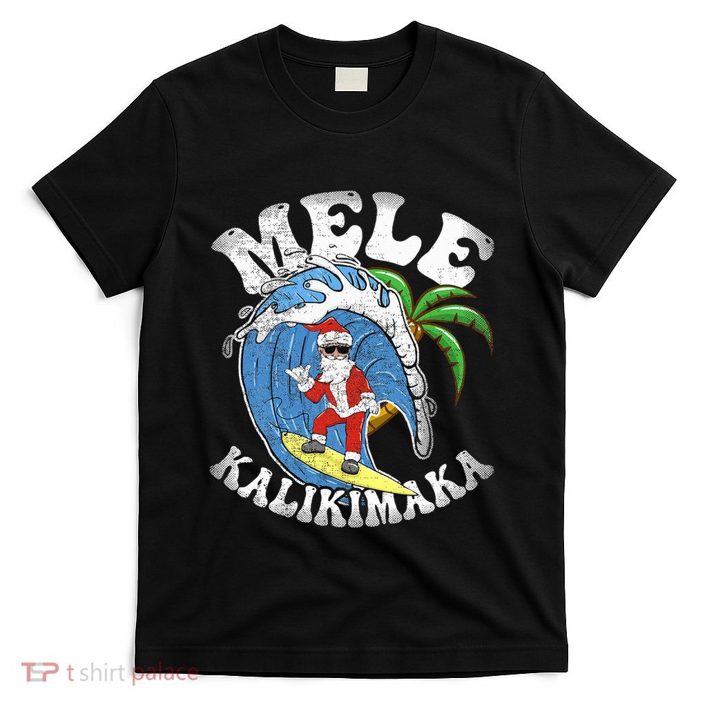 Mele Kalikimaka Christmas Surf Design Santa Surfing T-Shirt