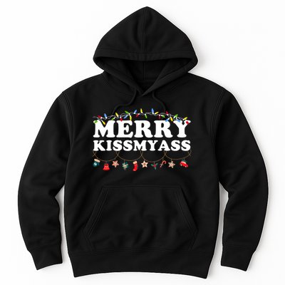 Merry Kissmyass Christmas Lights Sarcastic Xmas Funny Pajama Hoodie