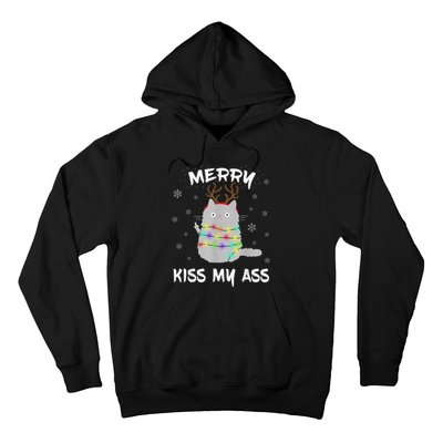 Merry KissMyAss Christmas Theme Cat Lovers Gift for Cat Mum Hoodie