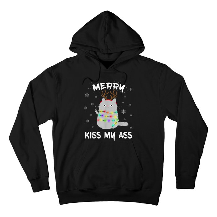 Merry KissMyAss Christmas Theme Cat Lovers Gift for Cat Mum Hoodie