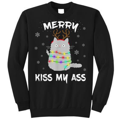 Merry KissMyAss Christmas Theme Cat Lovers Gift for Cat Mum Sweatshirt