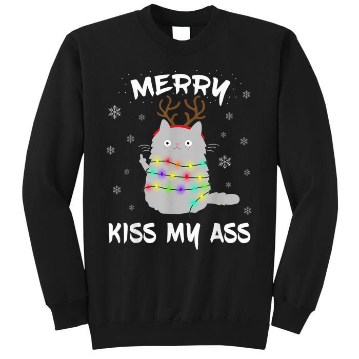 Merry KissMyAss Christmas Theme Cat Lovers Gift for Cat Mum Sweatshirt