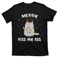 Merry KissMyAss Christmas Theme Cat Lovers Gift for Cat Mum T-Shirt