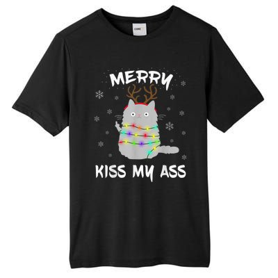 Merry KissMyAss Christmas Theme Cat Lovers Gift for Cat Mum Tall Fusion ChromaSoft Performance T-Shirt