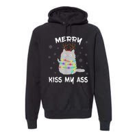 Merry KissMyAss Christmas Theme Cat Lovers Gift for Cat Mum Premium Hoodie