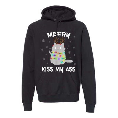 Merry KissMyAss Christmas Theme Cat Lovers Gift for Cat Mum Premium Hoodie