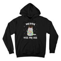 Merry KissMyAss Christmas Theme Cat Lovers Gift for Cat Mum Tall Hoodie