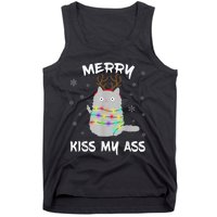 Merry KissMyAss Christmas Theme Cat Lovers Gift for Cat Mum Tank Top