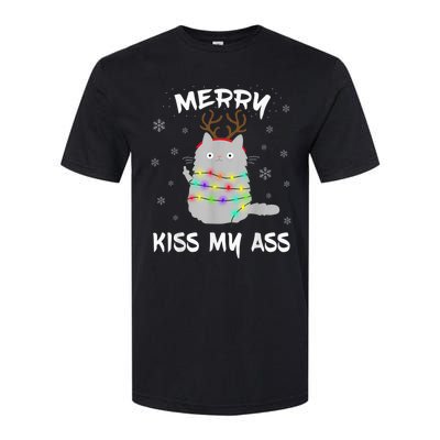 Merry KissMyAss Christmas Theme Cat Lovers Gift for Cat Mum Softstyle CVC T-Shirt